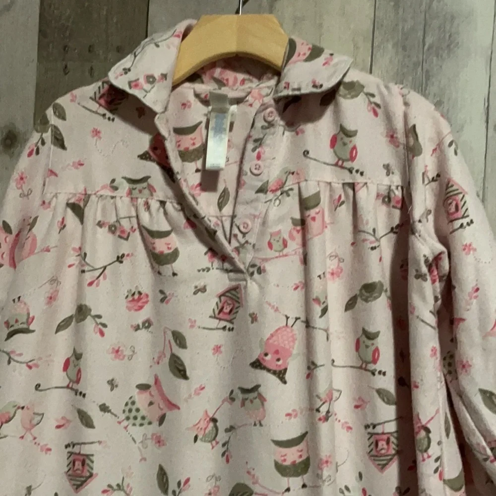 Pottery Barn Kids Long-sleeve Nightgown Girls Size 6 Pink Owl